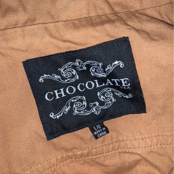 Chocolate USA hooded field utility jacket pockets cotton lightweight size large - Picture 6 of 6